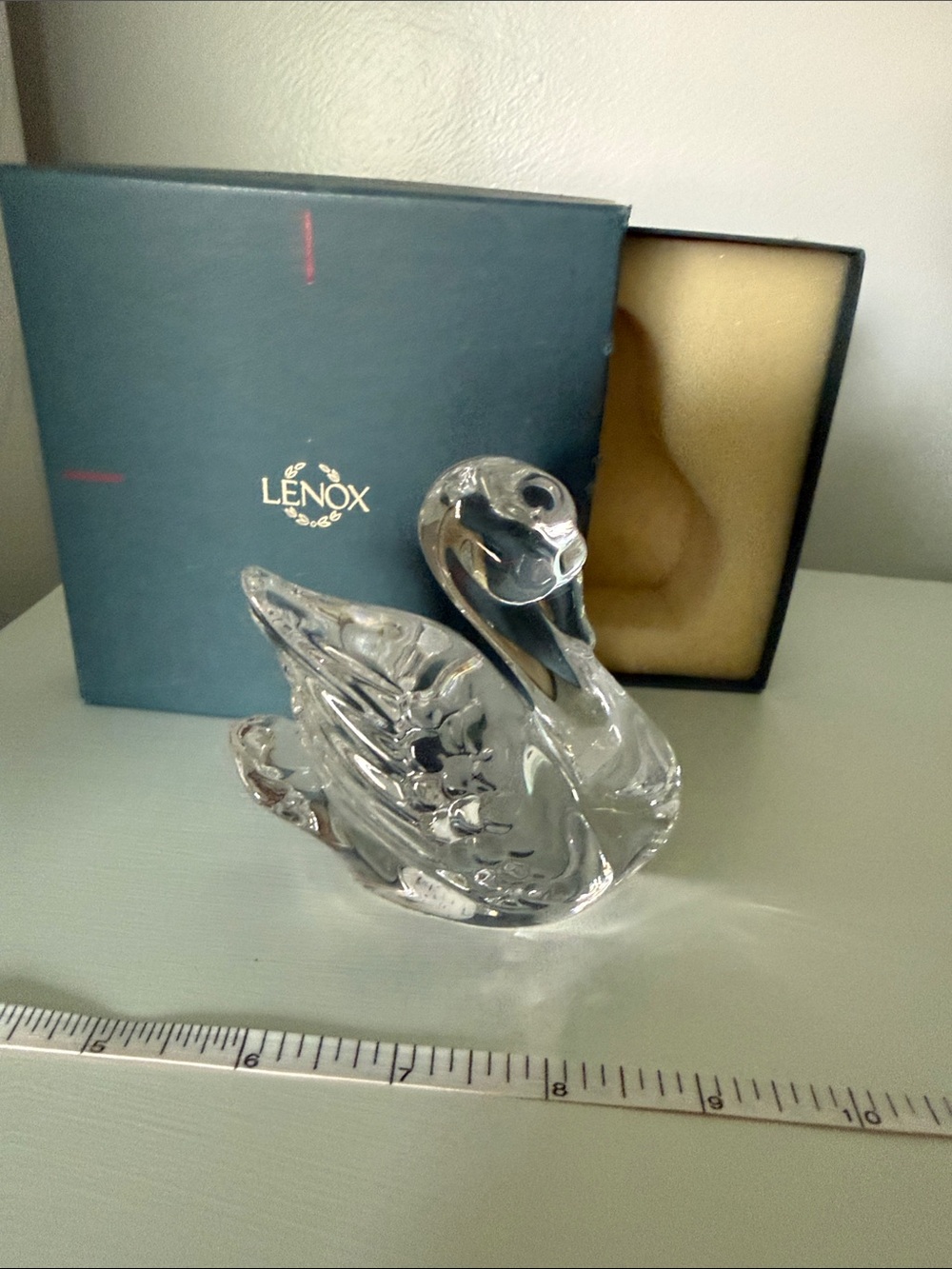 Vintage Lenox Clear Crystal Swan Figurine - Clear - Picture 3 of 6